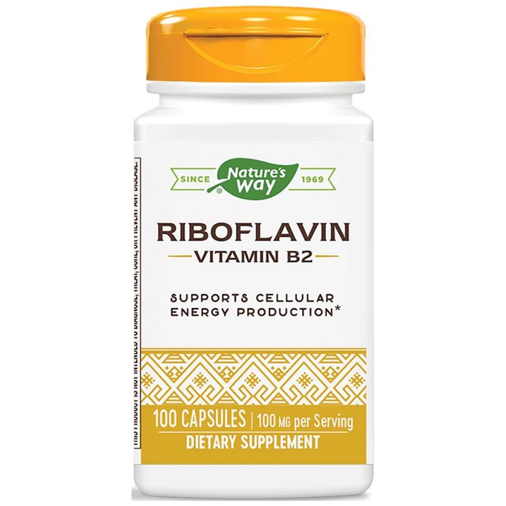 Хранителна добавка Natures Way Vitamin B2 100 mg (Riboflavin), 100 капсули
