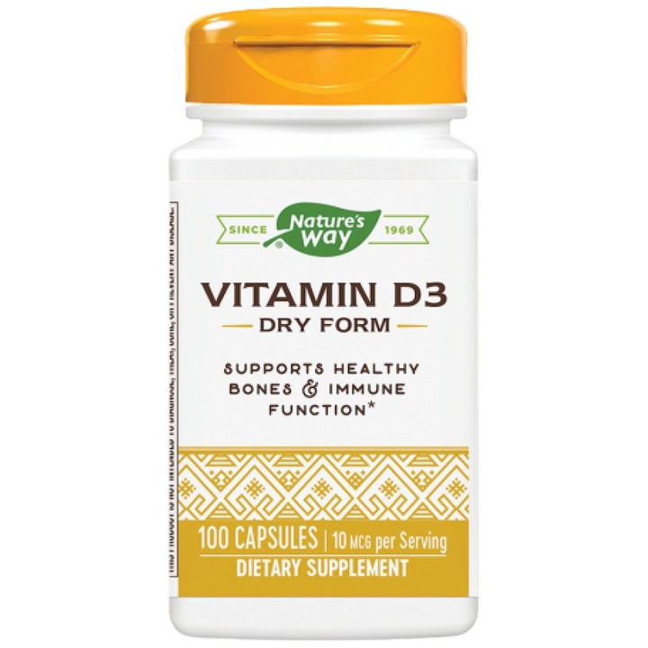 Хранителна добавка Natures Way Vitamin D3 Dry Form 400 IU, 100 капсули