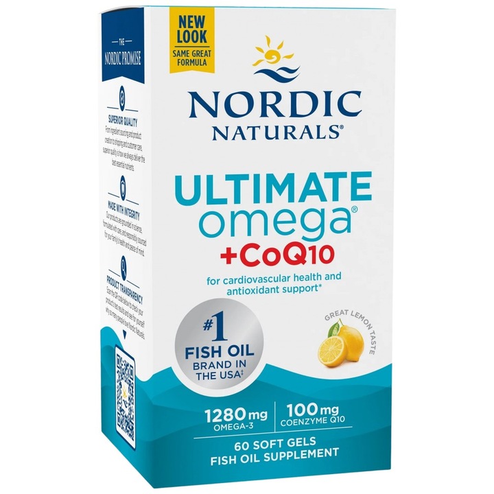Supliment alimentar Nordic Naturals Ultimate Omega 1280 mg plus CoQ10, 60 capsule de gel