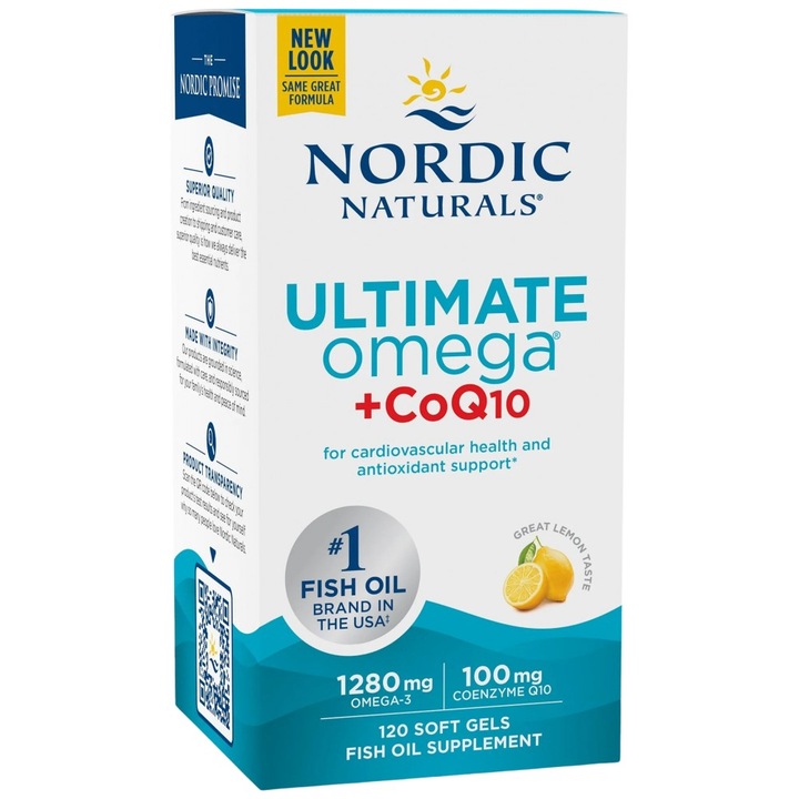 Хранителна добавка Nordic Naturals Ultimate Omega 1280 mg plus CoQ10, 120 Гел капсули