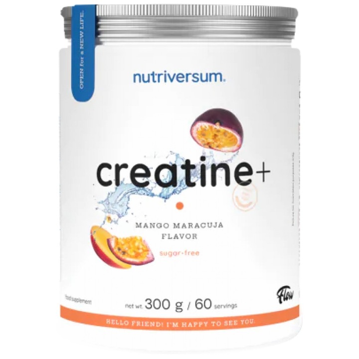 Хранителна добавка Nutriversum Creatineplus Sugar Free, Манго и маракуя, 300 грама