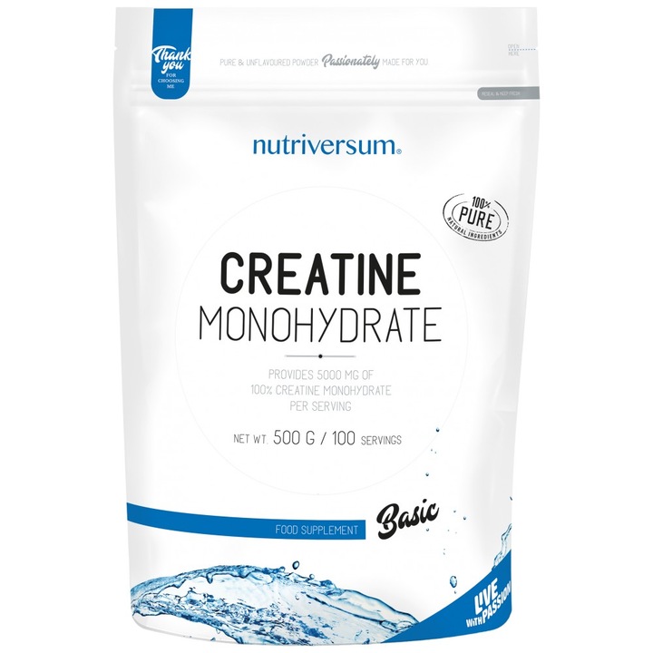 Nutriversum kreatin-monohidrát por, ízesítetlen, 500 gramm
