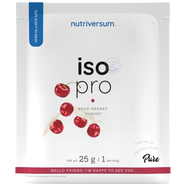 Хранителна добавка Nutriversum Iso Pro Pure Whey Isolate with N-Zyme System, Вишна с Йогурт, 25 грама