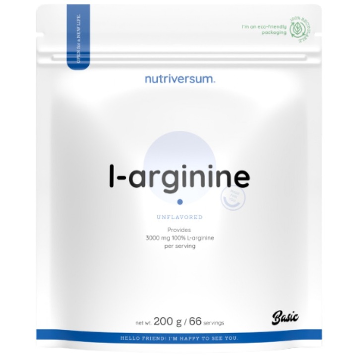 Хранителна добавка Nutriversum L-Arginine Powder 100% Pure, Неовкусен, 200 грама