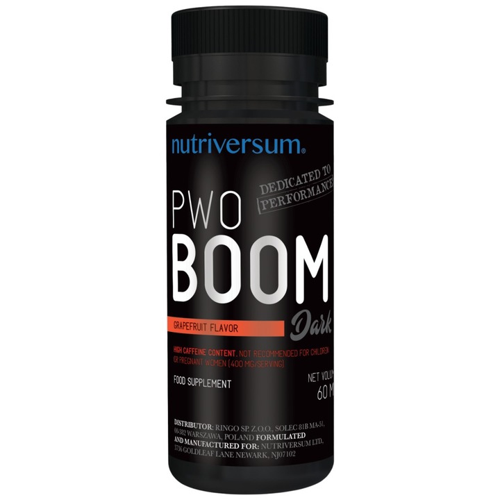 Supliment alimentar Nutriversum PWO Boom Pre-Workout Shot, Grapefruit, 60 ml