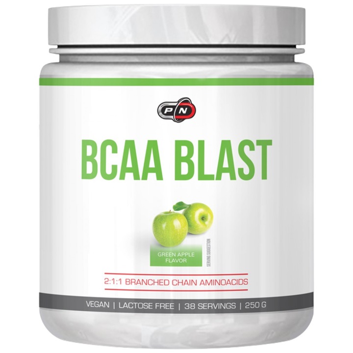 Хранителна добавка PURE Nutrition USA BCAA Blast Powder, Зелена ябълка, 250 грама