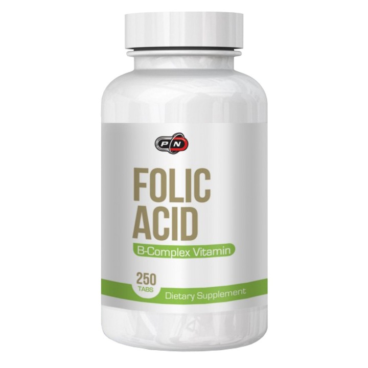 Хранителна добавка PURE Nutrition USA Folic Acid plus Vitamin B12, 250 Таблетки