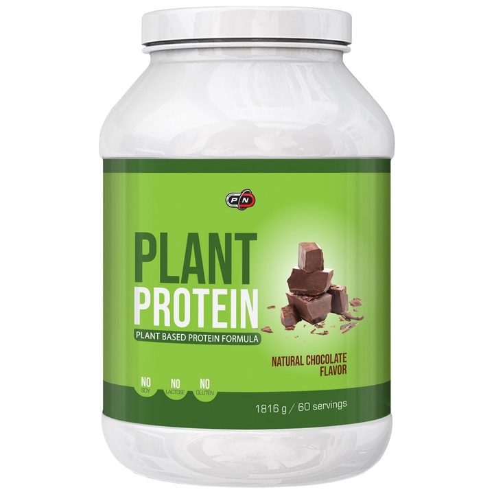 Supliment alimentar PURE Nutrition USA Plant Protein / Natural Chocolate, Natural Chocolate, 1816 grame