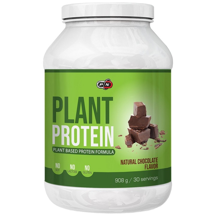 Supliment alimentar PURE Nutrition USA Plant Protein / Natural Chocolate, Natural Chocolate, 908 grame