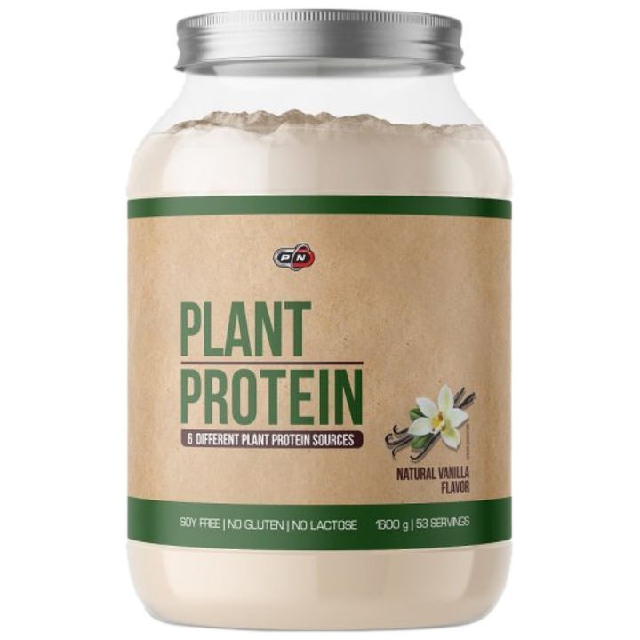 Хранителна добавка PURE Nutrition USA Plant Protein / Natural Vanilla, Ванилия, 1600 грама
