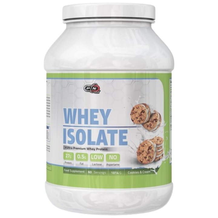 Хранителна добавка PURE Nutrition USA Whey Isolate, Бисквита с Крем, 1814 грама