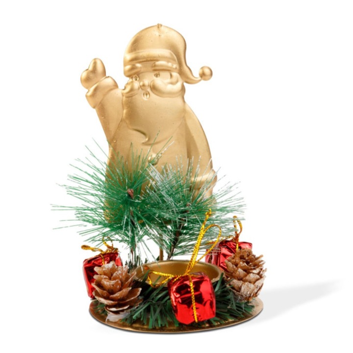 Decoratiune suport lumanare de Craciun - Mos Craciun