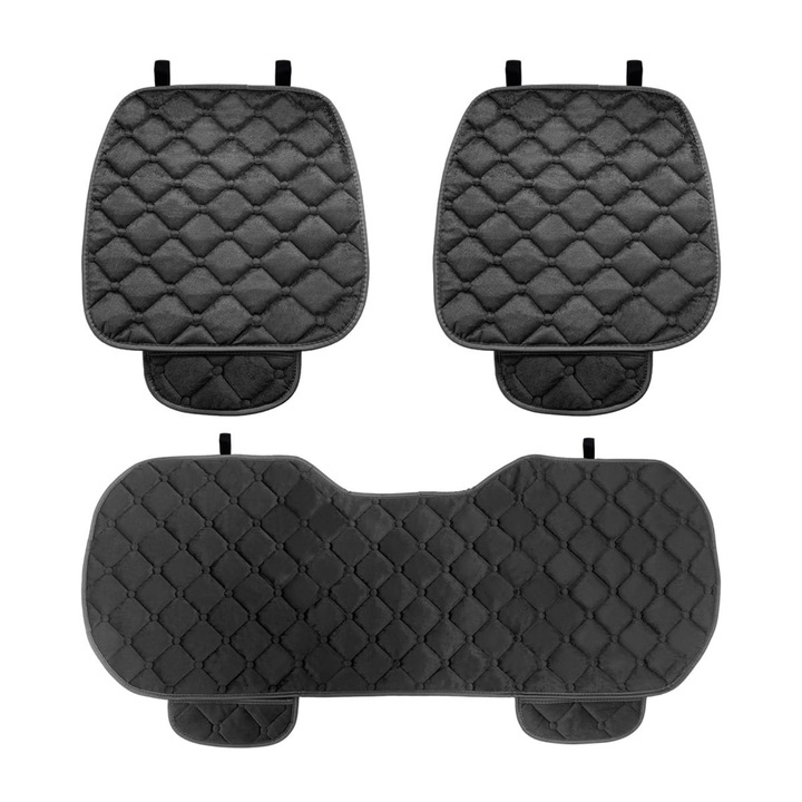 3 db-os Autóhuzat készlet, ülésvédelem, csúszásgátló kialakítás, fekete színű, 20,08 x 27,56 hüvelykes méret