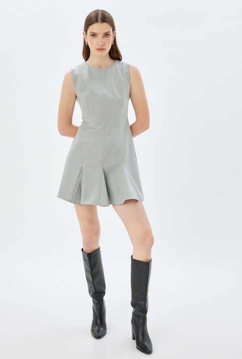 KOTON, Rochie mini evazata, Gri, 2XS