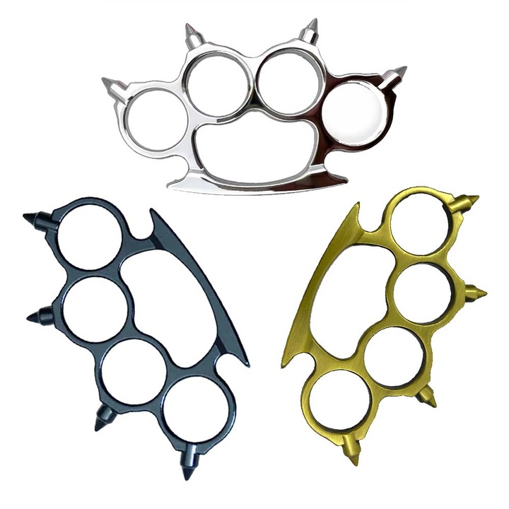 Set 3 Pumnal Tip Box, Rozeta Autoaparare, Din Metal, Tepuse Ascutite, 0.6 cm grosime, Gri, Negru, Auriu, Dalimag