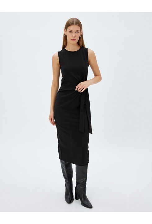 KOTON, Rochie midi cu detaliu innodat, Negru, 3XL
