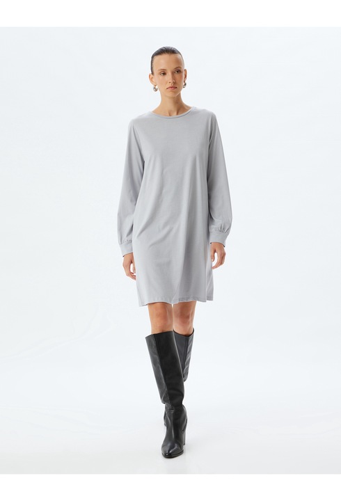 KOTON, Уголемена рокля с овално деколте, Сив, L