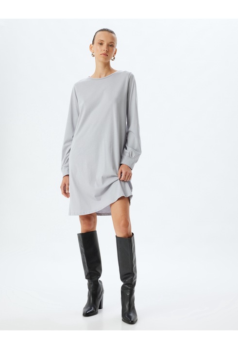 KOTON, Уголемена рокля с овално деколте, Сив, L