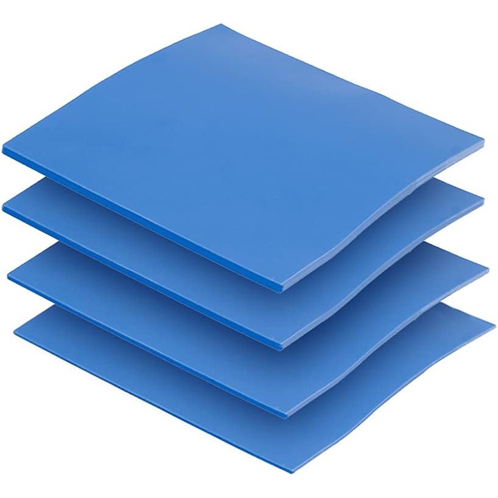 Термоподложка Rqiurpn, комплект 4 бр., 100x100 мм, дебелини 0,5 мм, 1 мм, 1,5 мм, 2 мм, топлопроводимост 6,0 W/mK, топлоустойчив силикон