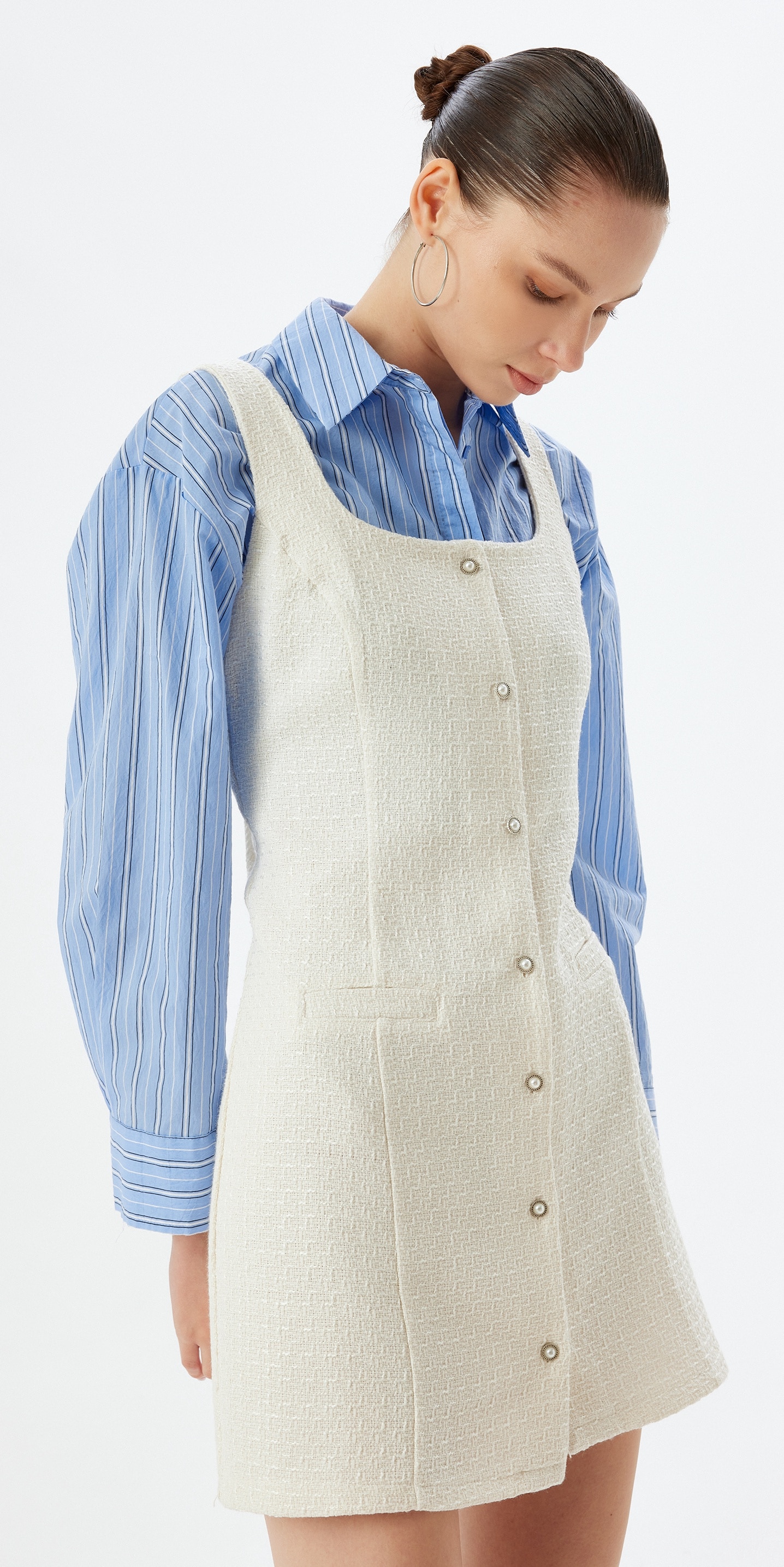 KOTON, Rochie scurta cu decolteu patrat, Alb, 40