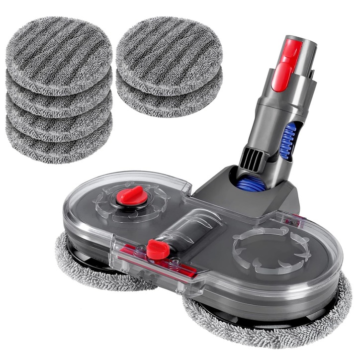 Електрическа глава за моп, JFYU®, Комплект за пране и прахосмукачка с електрическа глава, с 8 миещи се кърпи, 150 ml резервоар за вода, за прахосмукачки Dyson V7, V8, V10, V11