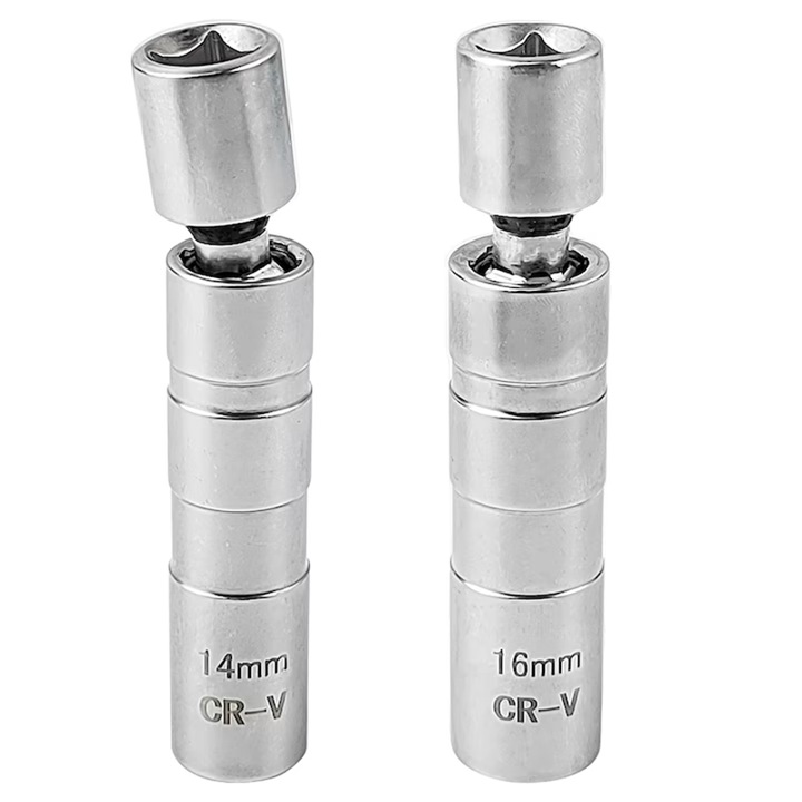 Комплект 2 ключа за свещи, Rqiurpn, 14/16x96mm, магнитни, сребристи
