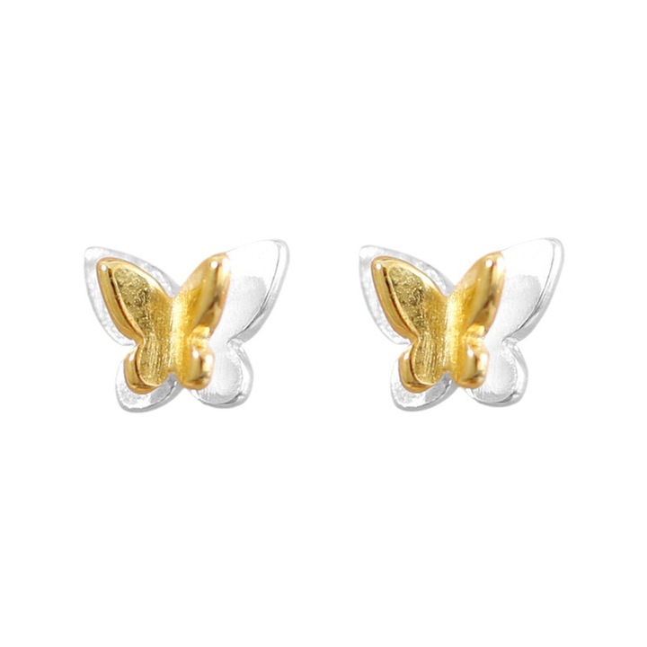 Női fülbevaló, Haiaveng, ezüst 925, mini pillangó, arany, 5x6mm
