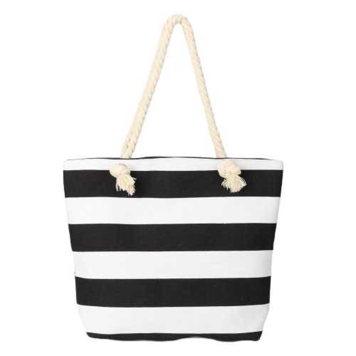 Női válltáska, fekete, vászon, cipzáras záródás, hosszú pánt