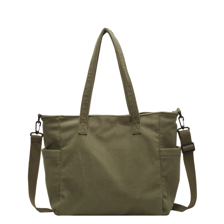 Válltáska, alkalmi, nagy kapacitású, zöld, nagy méretű