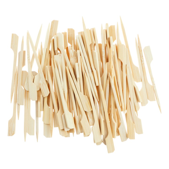 Set 100 bete din bambus Fokelyi pentru aperitive si cocktailuri, rezistente, ecologice