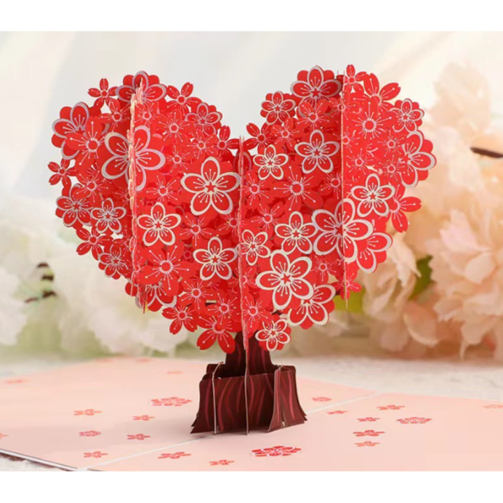 Felicitare 3D Pop Up, Felicitare Aniversara cu Copac in Forma de Inima, Felicitari 3D de Ziua Indragostitilor, Felicitare de Ziua de Nastere pentru Sotie, Ziua Mamei, Felicitare de Multumire