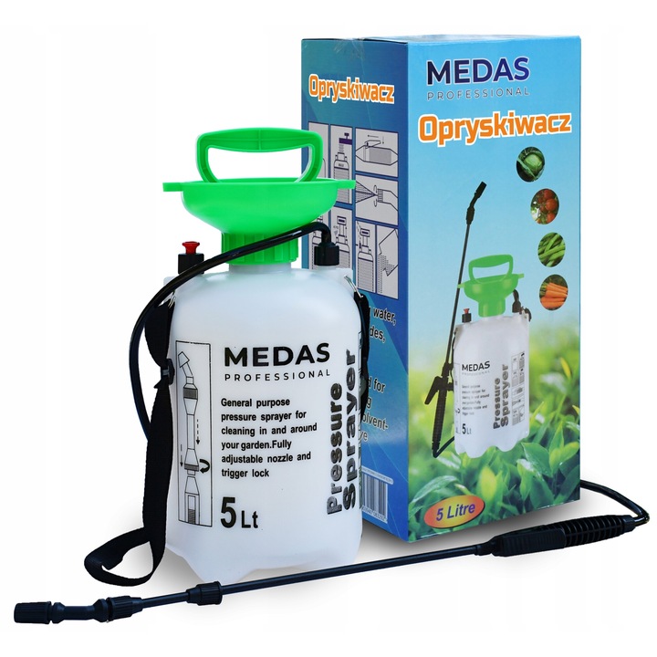 Kézi permetező 5L, hosszú lándzsa, nyomás 3,2 bar, magasság 42cm