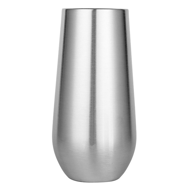 Rozsdamentes acél borospoharak, 2 db-os szett, talp nélküli, strapabíró, ezüst, 250ml