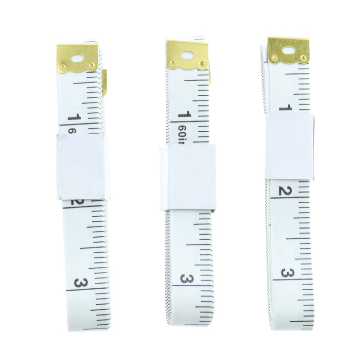 Set 3 benzi de masurare 60 inch, Enforose, material moale, alb, 1.3cm latime
