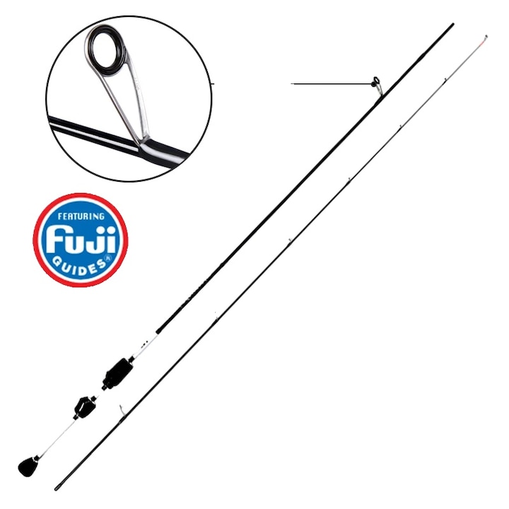 Lanseta de pescuit, 30T carbon, 1.8m, 2 piese, greutate momeala 2-8g, maner EVA, inele FUJI, negru