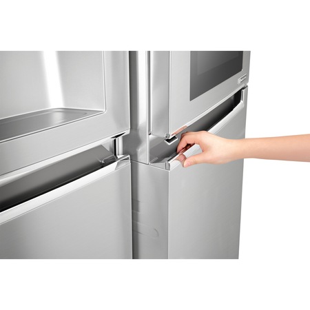Side by Side LG Door in Door GSX961NSAZ, 601, Clasa A++, Full NoFrost, InstaView, Dispenser apa, Compresor Inverter linear, Display LED, SmartDiagnosis, WiFi, Raft sticle, H 179 cm, Argintiu