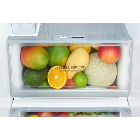 Side by Side LG Door in Door GSX961NSAZ, 601, Clasa A++, Full NoFrost, InstaView, Dispenser apa, Compresor Inverter linear, Display LED, SmartDiagnosis, WiFi, Raft sticle, H 179 cm, Argintiu