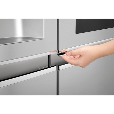 Side by Side LG Door in Door GSX961NSAZ, 601, Clasa A++, Full NoFrost, InstaView, Dispenser apa, Compresor Inverter linear, Display LED, SmartDiagnosis, WiFi, Raft sticle, H 179 cm, Argintiu