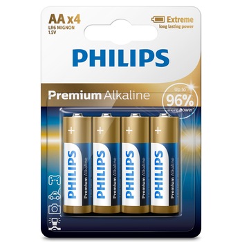 Baterii Philips Premium Alkaline AA 4-blister Baterii Philips Premium Alkaline AA 4-blister