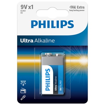Baterie Philips Ultra Alkaline 9V, 1 buc Baterie Philips Ultra Alkaline 9V, 1 buc