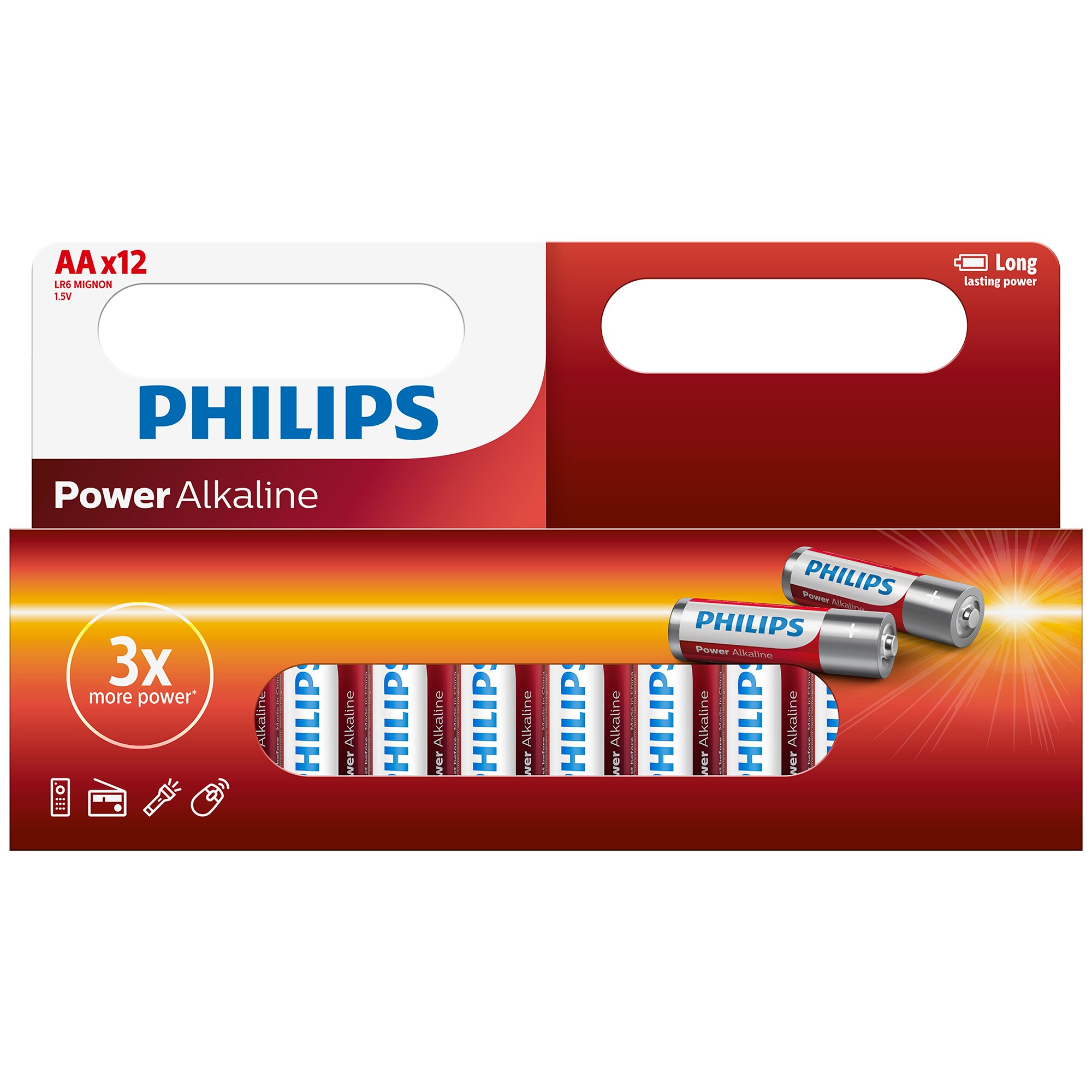 Baterii Philips Power Alkaline AA 12-wide