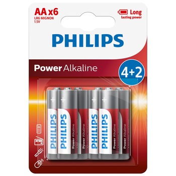 Baterii Philips Power Alkaline AA 4+2-blister PROMO Baterii Philips Power Alkaline AA 4+2-blister PROMO