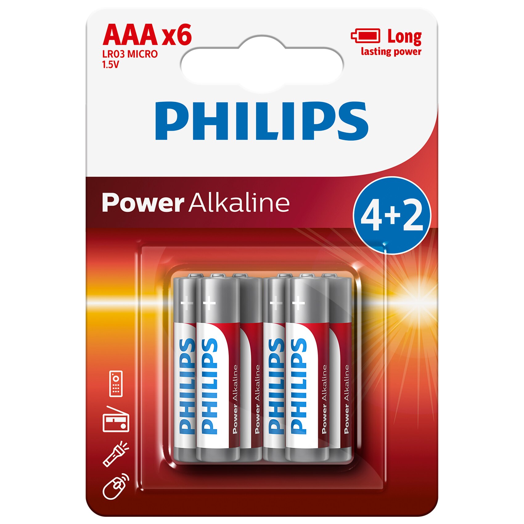 Baterii Philips Power Alkaline AAA 4+2-blister PROMO
