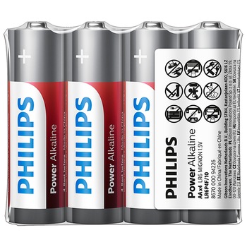 Baterii Philips Power Alkaline AA 4-foil w/ sticker Baterii Philips Power Alkaline AA 4-foil w/ sticker