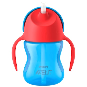 Cana cu pai Philips Avent SCF796/01, 9 luni, 200 ml, Albastru/Rosu Cana cu pai Philips Avent SCF796/01, 9 luni, 200 ml, Albastru/Rosu