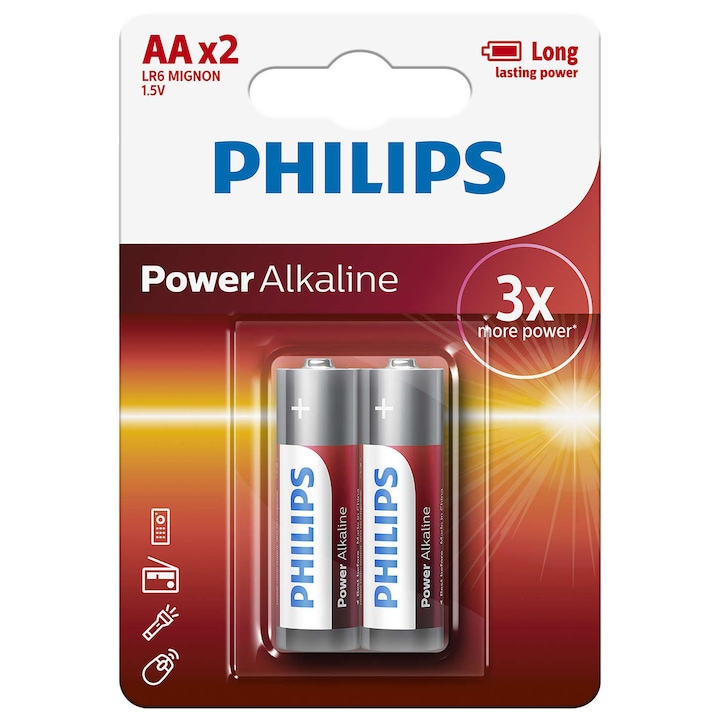 Baterii Philips Power Alkaline AA 2-blister