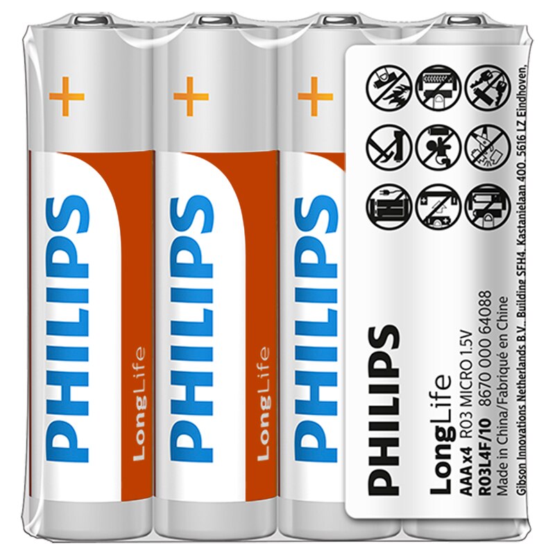 Baterii Philips LongLife AAA 4-foil w/ sticker
