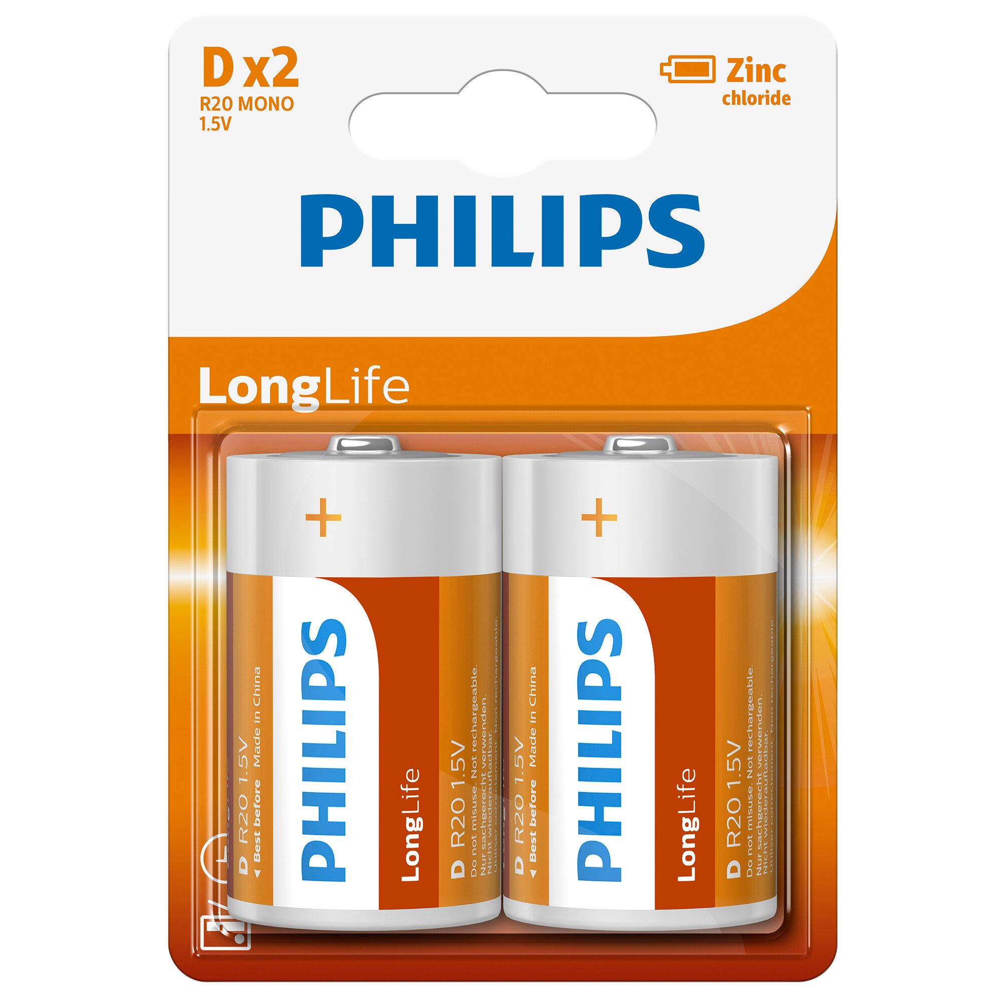 Baterii Philips LongLife D 2-blister