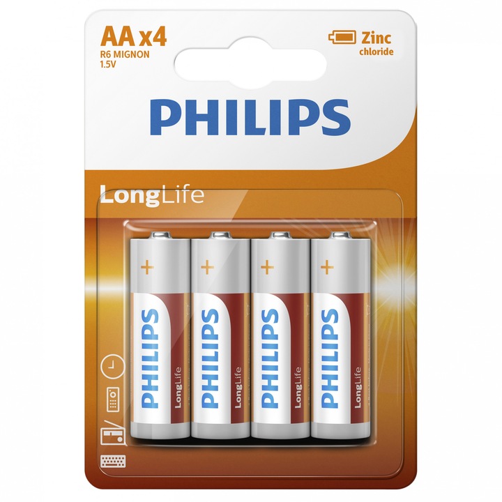 Батерии Philips LongLife AA 4 броя/блистер