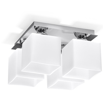 Plafoniera Sollux Lighting Piazza E27, Loft Design, Crom/Alb Plafoniera Sollux Lighting Piazza E27, Loft Design, Crom/Alb